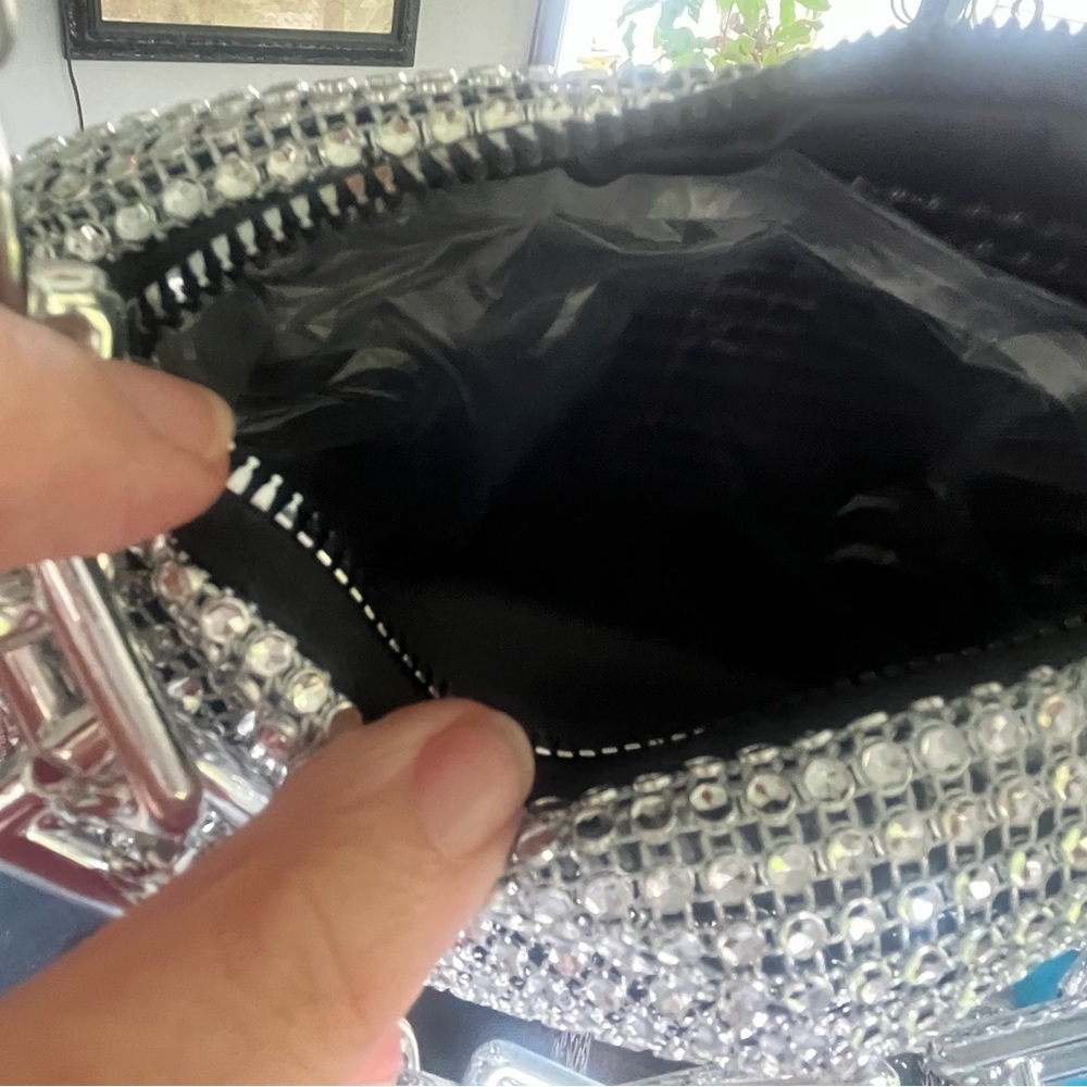 Silver Rhinestone Chainmail Evening Bag - Picture 3 of 6